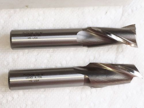 2 New Putnam Single End Mills 13/16 Lead 4.735 HS USA 2 Flutes