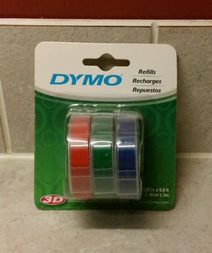Dymo 3D Label Refill Three Pack Red Green Blue 1741671 3/8&#034;