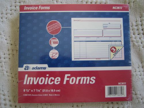 Adams Invoice Forms NC3872 Carbonless 8 1/2 by 7 7/16 White Yellow Pink 100 NOS