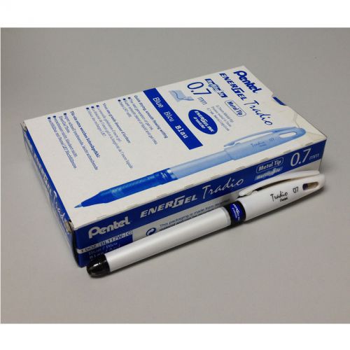 Pentel BL117 EnerGel Tradio 0.7mm Pen Bulk Pack (12pcs) White Barrel w Blue Ink
