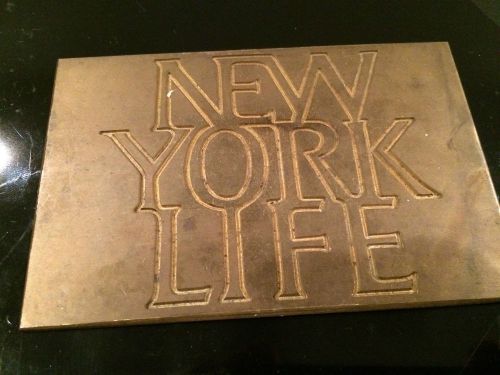 New York Life vintage Logo Brass Plate for printing or Display 4&#034; x 2 3/4&#034;