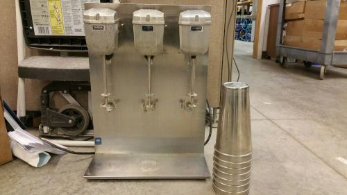 Waring dmc201dca stainless triple head milk shake maker w/ 2 speed motors for sale