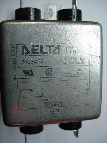 Vintage delta emi filter 20dbag5 (2 piggybacked) top unit 20 amp @ 115/240 vac for sale