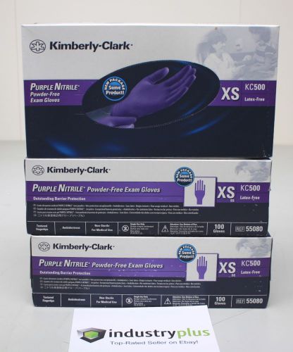 x3 Boxs/100 Kimberly Clark KC500 Purple Nitrile Powder/Latex Free Exam gloves XS