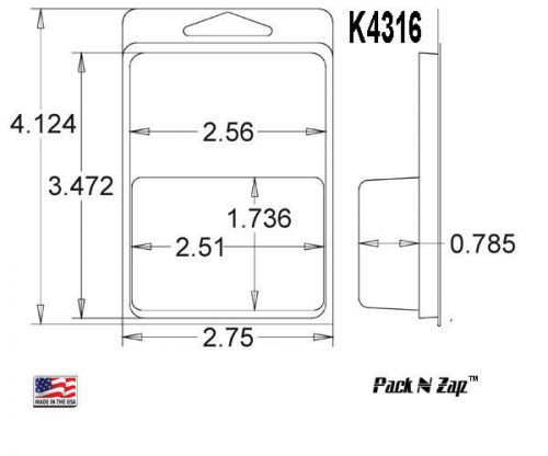 K4316: 875 - 4&#034;H x 3&#034;W x 0.785&#034;D Clamshell Packaging Clear Plastic Blister Pack