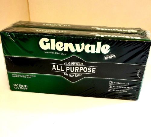 Glenvale Interfolded Deli Wrap 12&#034; X 10 3/4&#034; Dry Wax Paper 1000 Sheets (2/500)