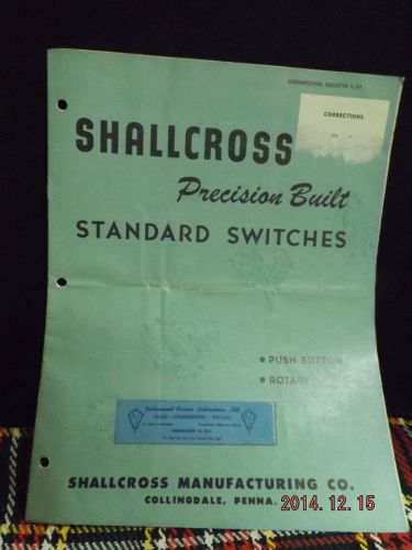 Vintage Electrical Catalog Shallcross Precision Built Switches