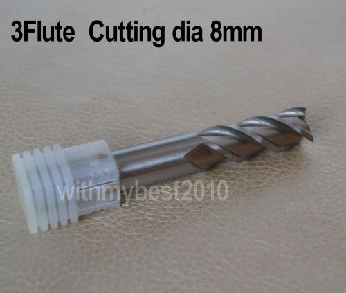 Lot 3pcs 3flute aluminum end mills cutting dia 8mm shank dia 8mm material hss for sale