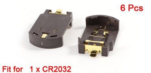 6PCS Brown Plastic Housing CR2032 Button Cell Battery Socket Holder Case