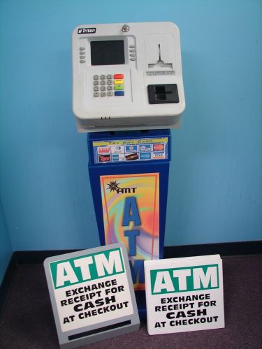 Triton 9200 cashless atm machine color lcd printer w/ stand manual signs works for sale