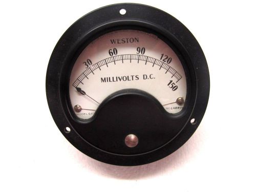 Weston panel mount meter, dc millivolts, 0 to 150 mv  3 1/2 inch face for sale