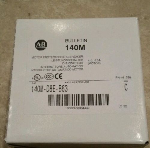 ALLEN BRADLEY 140M-D8E-B63 SERIES C MOTOR PROTECTOR/CIRC. BREAKER (NIB)