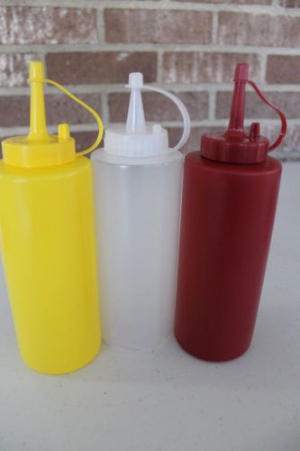 3 Condiment Dispenser Squeeze Bottle Plastic Ketchup-Mustard- Dressing 12oz