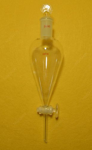 24/40,250ml,Glass Pyriform Separatory Funnel,Pear Shape,Glass Stopcock,Drop tube