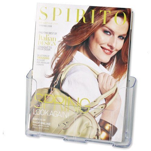 deflect-o Euro-Style One-Pocket Rigid Plastic Magazine Display Rack, Clear New