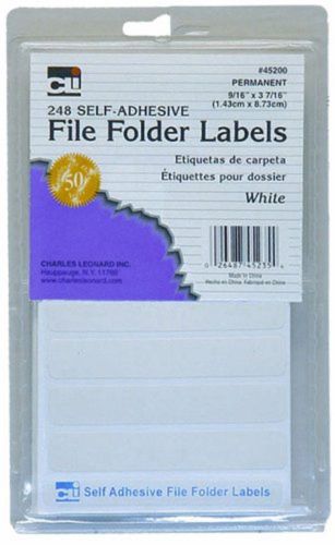 Charles Leonard Inc. File Folder Labels 0.56 x 3.43 Inches White 248/box (452...