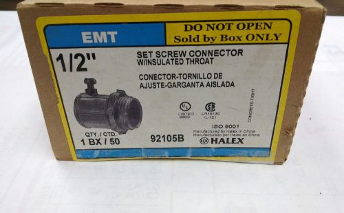 Emt 1/2&#034; set screw connector w/insulated throat (full box of 50 pieces) for sale