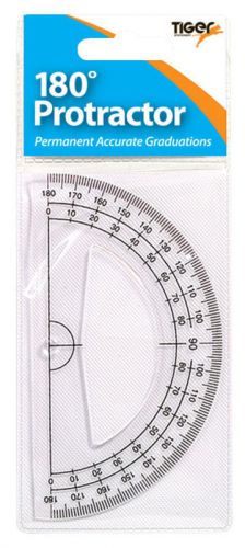Pack of 12 Clear 180 degree/12cm Protractors - School Maths Round Protracter