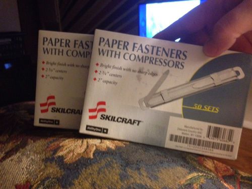Skillcraft Paper Fasteners with Compressors 2 Boxes of 50