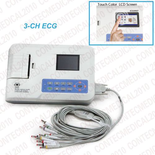TOUCH SCREEN 3 CHANNEL DIGITAL ECG EKG Machine electrocardiograph ECG300GT USB