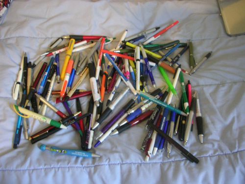 Lot of 100 Advertising Retractable Ballpoint Pens ALL WORK blue &amp; black ink