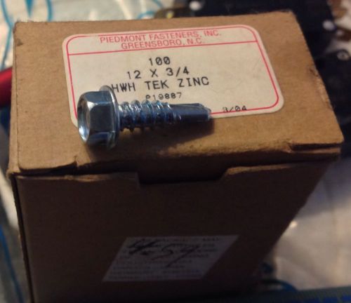Hex washer head self driller tek screw #12 x 3/4&#034;, qty 20 zinc for sale