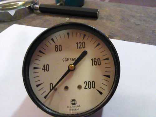 Vintage USG U.S. GAUGE 0-200PSI, 2.75&#034; FACE DIAMETER DIAL NO.18966-1