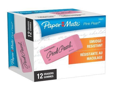 12pk paper mate pink pearl eraser large art drafting pencil vinyl drawing rubber for sale
