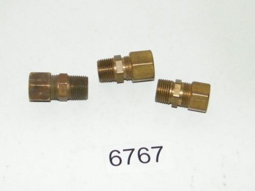 3 brass 1/2&#034; od tube x 3/8&#034; male npt compression fitting union for sale