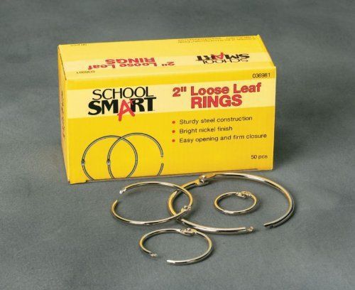 NEW School Smart Nickel Plated Loose Leaf Ring  2&#034; Diameter (Pack of 50)