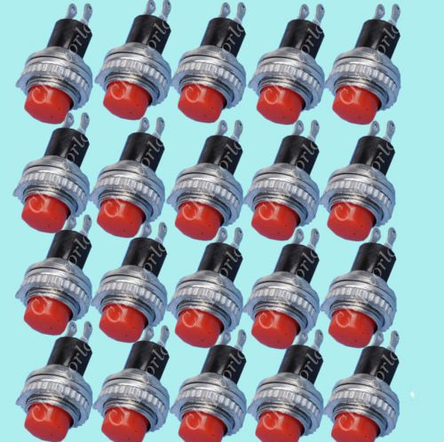 20 X Red Push Button Momentary Switch 10mm DS-314 Momentary OFF (ON) Push Switch
