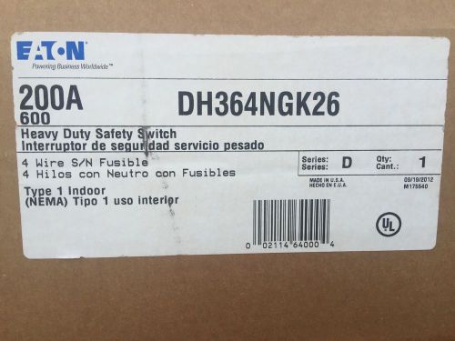 EATON CUTLER HAMMER FUSIBLE 200 AMP 3P DH364NGK NEW (BNIB)