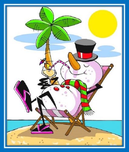30 Custom Snowman on the Beach Personalized Address Labels