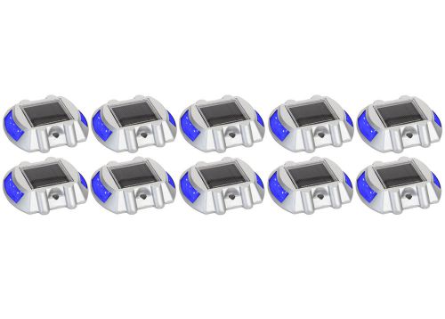 10 pack blue solar powered led road stud driveway pathway stair deck docklights for sale