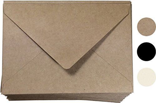 Kraft Invitation Envelope A7 Size 100 Pcs, by Secret Life 5 1/4&#034; x 7 1/4&#034;Inches