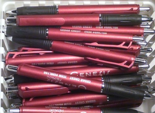 10 New Misprint Ballpoint Retractable Ink Pens, Red (Brownish) and Black