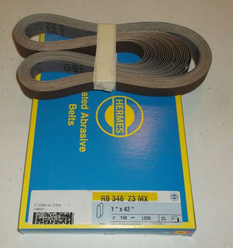 New hermes abrasive rb 346 23 mx 1&#034; x 42&#034; 150 grit pack of 25 sanding belts for sale