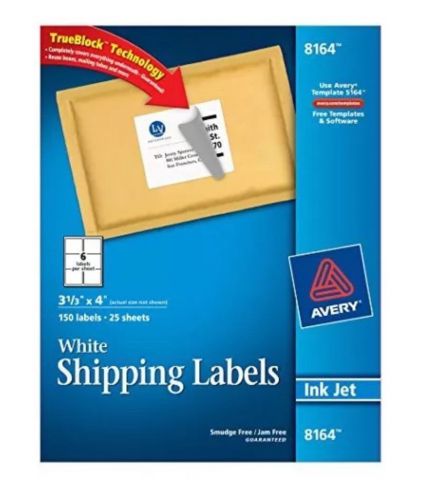 Avery Shipping Labels for Ink Jet Printers with TrueBlock Technology, 3.33 x 4