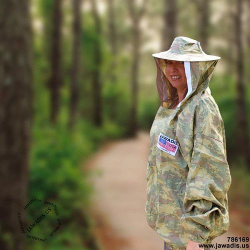 Large jawadis camouflage adult lightweight pullover beekeeping jacket with veil for sale