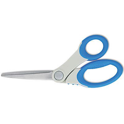 Soft Handle Bent Scissors With Antimicrobial Protection, Blue, 8, Sold as 1 Each
