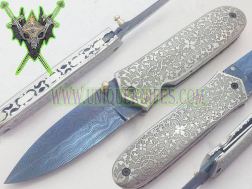 One of kind! custom made damascus steel kitchen knives set / lot of 6 (uk-00011) for sale