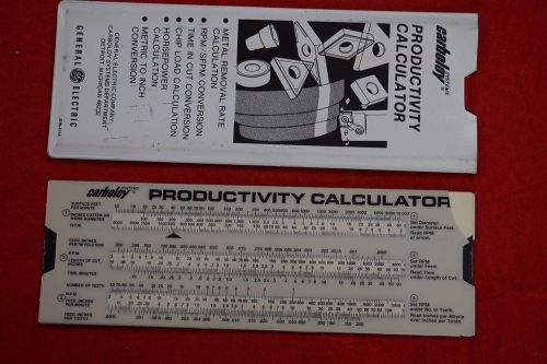 Carboloy productivity calculator and booklet - General Electric
