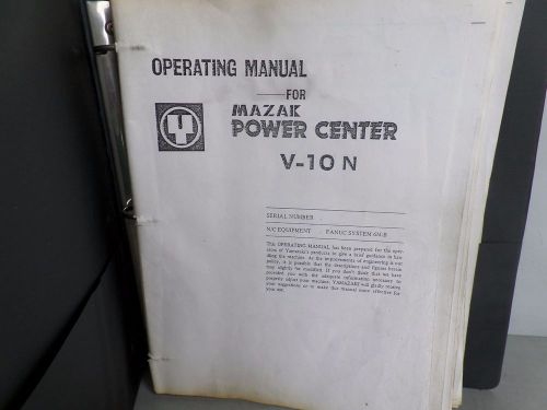 Mazak power center v-10n operating manual  fanuc system 6m-b mona for sale