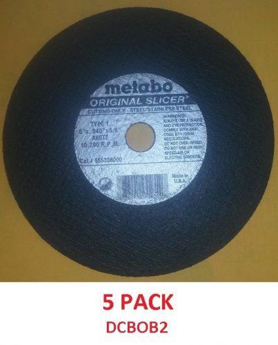5 Pack Lot Metabo Slicer Cut Off Whl 6&#034; X .040 X 5/8&#034; A60TZ 55338 655338000