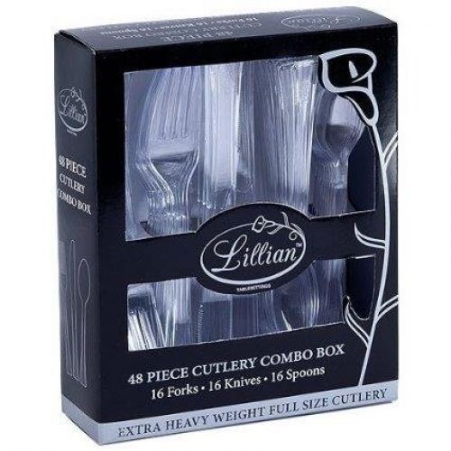 Lillian Plastic Silverware Extra Heavy Clear Combo