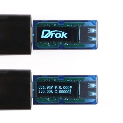 DROK OLED Digital Multimeter USB Port Tester Mobile Amperemeter Voltmeter Wat...