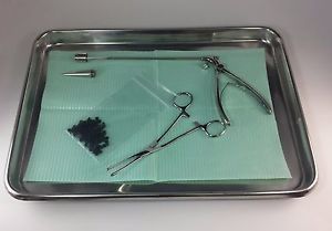 Mcgivney hemorrhoidal ligator set anal rectal forceps 7.5&#034; 100 o rings flat tray for sale