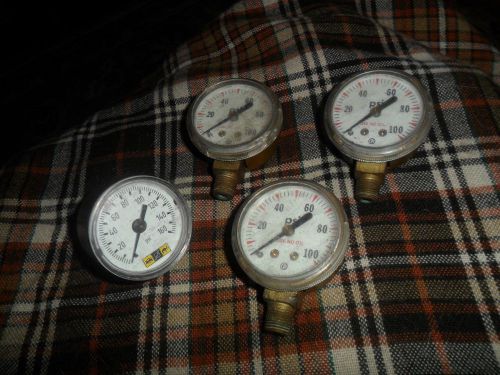 Vintage 3 brass psi gauges &amp; 1 amflo bridgeport 4 total parts steampunk art ! for sale