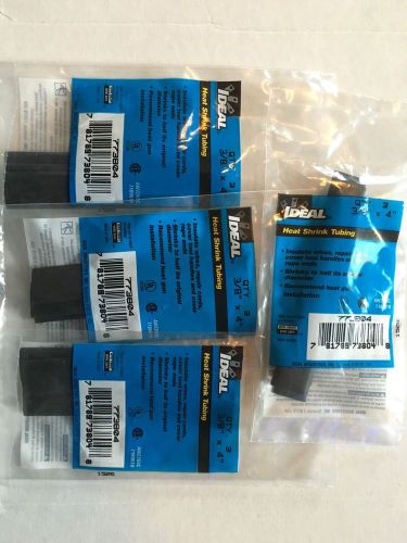 4 packs of ideal 3/8&#034; x 4&#034; black heat shrink tubing (3 per pack) 773804 for sale