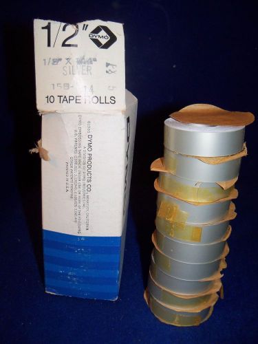NOS Vtg DYMO Embossing TAPE 1/2&#034; x 144&#034; 10 ROLLS  color:  SILVER  in orig box